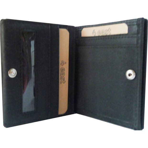 Leather Wallet for Men and Women - With Square Coin Pocket and RFID Protection - Black - 9.5 x 7.5 cm - 6 Card Slots - 2