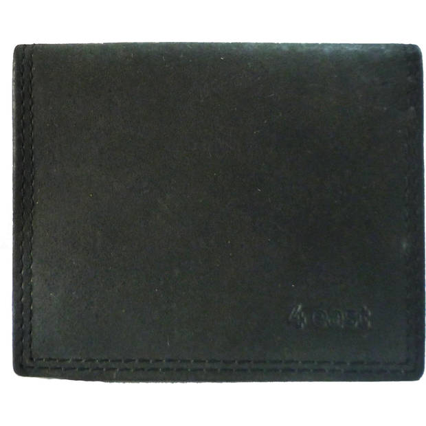 Leather Wallet for Men and Women - With Square Coin Pocket and RFID Protection - Black - 9.5 x 7.5 cm - 6 Card Slots - 2