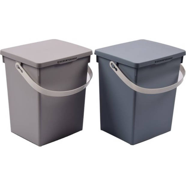 Discountershop® 3x Opbergbox afsluitbare multibox 4.5 liter 100% BIO recyclable 23x16x13.5 cm Grijs/blauw/Mint