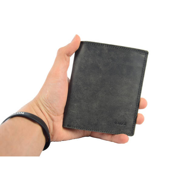 Portemonnee met veel pasjesruimte - 14 pasjes - Heren portemonnee - dubbel gestikt portemonnee - Buffelleer portemonnee