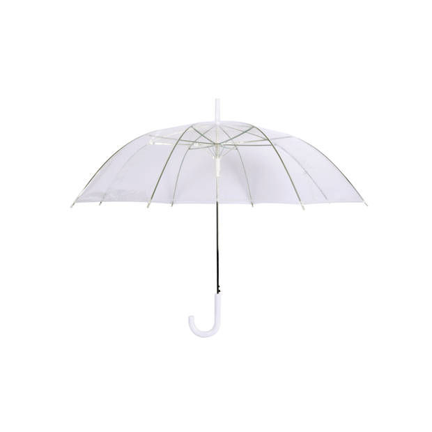 Automatische Paraplu Transparant & Wit Unisex Gebruik 98 cm Diameter Aluminium En Kunststof Ideaal Voor Alle