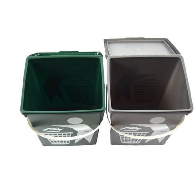 Handig klein afvalbak containertje 23x16x13.5 cm organisch afval 4.5 liter Groen 1 Stuks afvalemmer