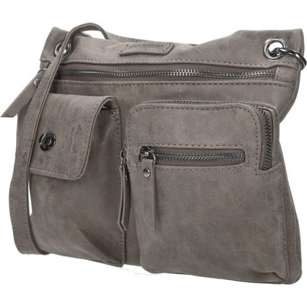 Grijze Schoudertas Dames - Bicky Bernard - 2.7 liter - Ruim - Lichtgewicht - Polyester - 27.5x4.5x22cm