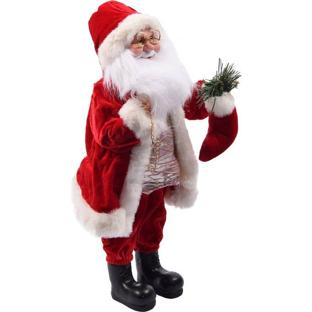 Vrolijke Kerstman Decoratie - Hoogte 45 cm - Rood - Polyester - Kerstdecor – Lichtgewicht