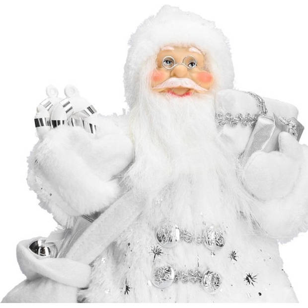 Vrolijk Kerstman tas vol cadeautjes witte kerstman Tafeldecoratie winterdecoratie Kerstpop figuur van muts tot