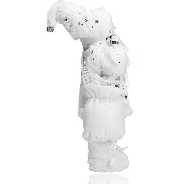 Vrolijk Kerstman tas vol cadeautjes witte kerstman Tafeldecoratie winterdecoratie Kerstpop figuur van muts tot