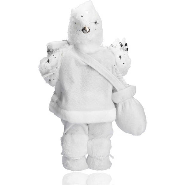 Vrolijk Kerstman tas vol cadeautjes witte kerstman Tafeldecoratie winterdecoratie Kerstpop figuur van muts tot