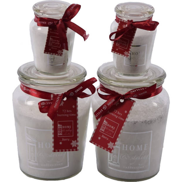 Set van 4 Heerlijke zoete Geurkaars in glas berry Wit 10x15 cm XL 72/ S 11 branduren