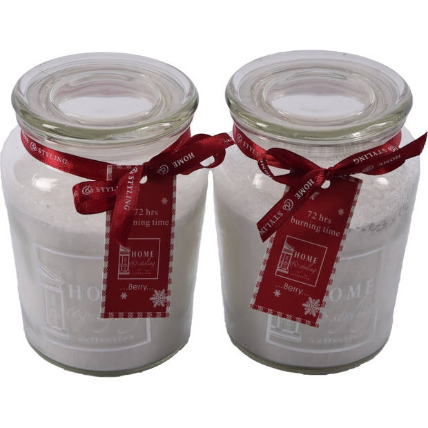 2 stuks Geurkaars in Mason Jar kaars Sfeerkaarsen Geur:Bes wit 72 uur Branduren 14.50cm*8.5cm