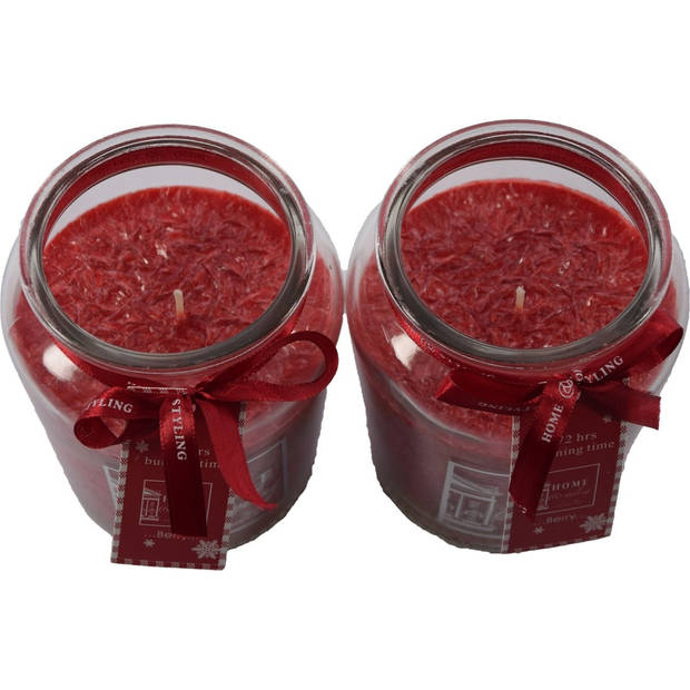 Set van 4 Heerlijke zoete Geurkaars in glas wax berry Rood/Wit 10x15 cm XL 72 branduren