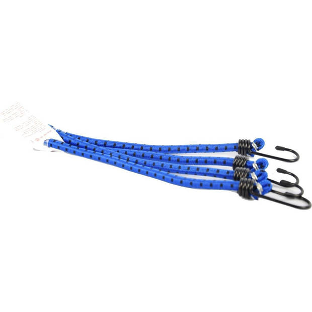 4 stuks Duurzame Blauwe Snelbinder van Staal en Elastiek - Maximale Werkbelasting 7kg - Langte:20x45cm