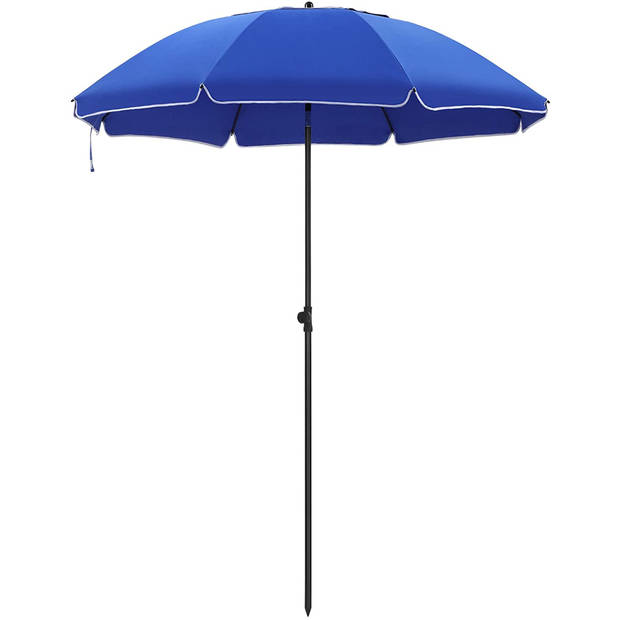 ACAZA Parasol 180 cm diameter, rond / achthoekige strandparasol, knikbaar, kantelbaar, met draagtas - blauw