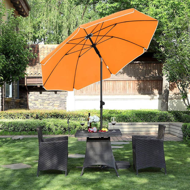 ACAZA Stok Parasol, 160 cm Diamter, ronde / achthoekige tuinparasol van polyester, kantelbaar, met draagtas - Oranje