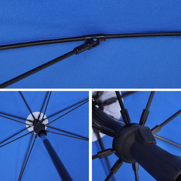 ACAZA Stokparasol - Ø 160 cm - achthoekig - kantelbaar - met draagtas - blauw