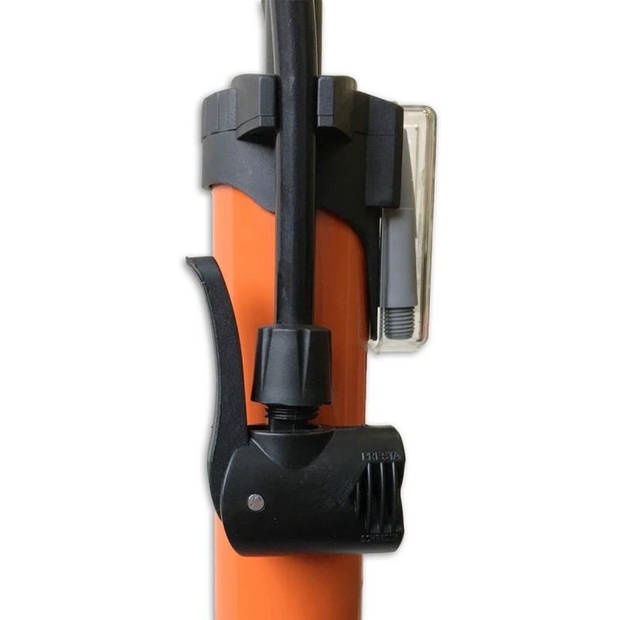 Fietspomp Met Drukmeter 12 Bar Inclusief Adapters Bandenpomp Oranje Fietsaccessoire Staande fietspomp