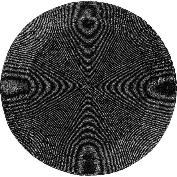 Placemats - Rond - 30 cm - 4 stuks - Onderlegger - Hitte bestendig - Zwart - Luxe uitstraling beaded Placemat