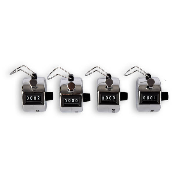 4x Handteller Teller Tally Counter 45g analog metaal Met duimring voor gemakkelijk gebruik 5.5x3cm