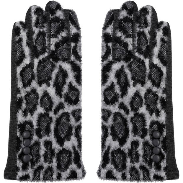 Handschoenen Dames panterprint Handschoenen Warm Touch Grijs - Trendy handschoenen voor winter look - handschoenen met