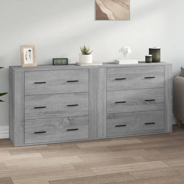 The Living Store Dressoir - Klassiek - Meubelen - 80x33x70cm - Grijs Sonoma Eiken