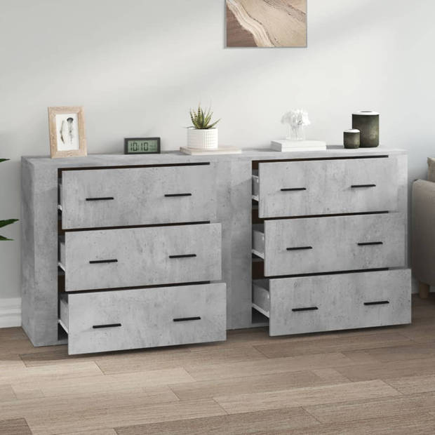 The Living Store Dressoir - Betongrijs - 80 x 33 x 70 cm - Duurzaam bewerkt hout