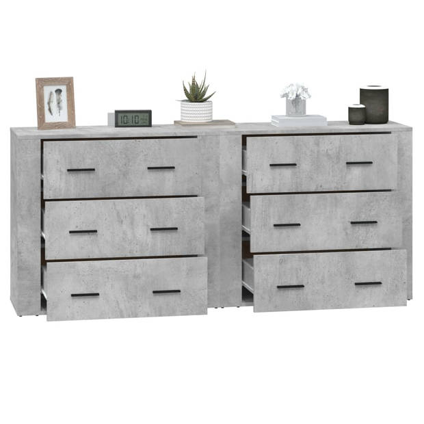 The Living Store Dressoir - Betongrijs - 80 x 33 x 70 cm - Duurzaam bewerkt hout