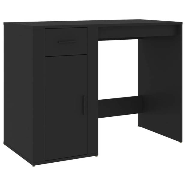 The Living Store Bureau en Kast - Zwart - Hout - 100 x 49 x 75 cm - Met Deuren - Display Functie