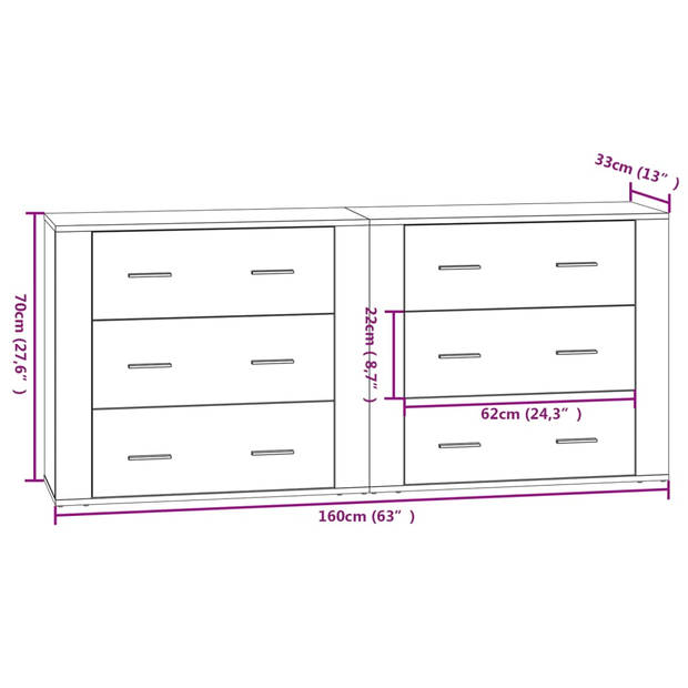 The Living Store Dressoir - Betongrijs - 80 x 33 x 70 cm - Duurzaam bewerkt hout