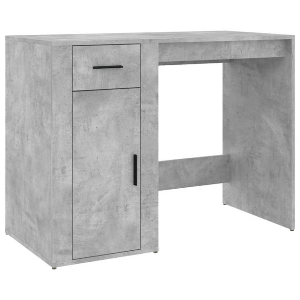 The Living Store Bureau met Kast - Betongrijs - 100x49x75 cm - Duurzaam bewerkt hout