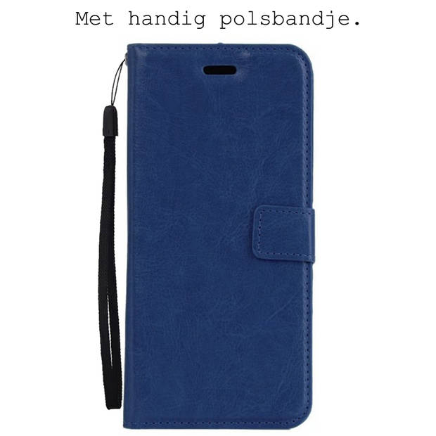 Basey iPhone SE 2020 Hoesje Bookcase Hoes Flip Case Book Cover - iPhone SE 2020 Hoes Book Case Hoesje - Donkerblauw