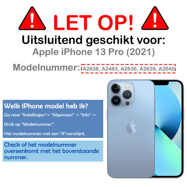 Basey iPhone 13 Pro Hoesje Book Case Kunstleer Cover Hoes -Wit