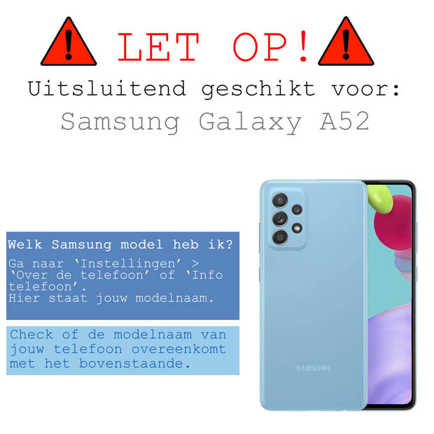 Basey Samsung Galaxy A52 Hoesje Book Case Kunstleer Cover Hoes - Donkerblauw