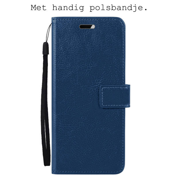 Basey Samsung Galaxy A52 Hoesje Book Case Kunstleer Cover Hoes - Donkerblauw
