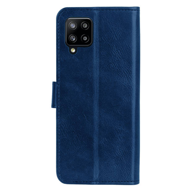 Basey Samsung Galaxy A12 Hoesje Bookcase Hoes Flip Case Book Cover - Samsung A12 Hoes Book Case Hoesje - Donkerblauw
