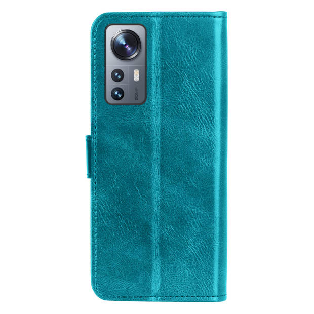 Basey Xiaomi 12 Hoesje Book Case Kunstleer Cover Hoes -Turquoise