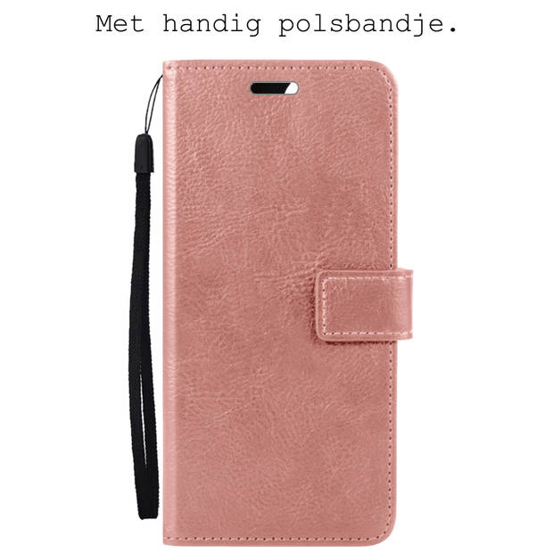 Basey Xiaomi 12 Hoesje Book Case Kunstleer Cover Hoes -Rose Goud