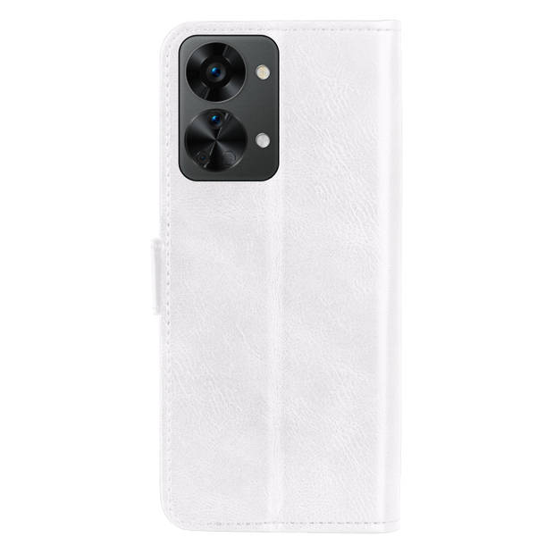 Basey OnePlus Nord 2T Hoesje Bookcase Hoes Flip Case Book Cover - OnePlus Nord 2T Hoes Book Case Hoesje - Wit