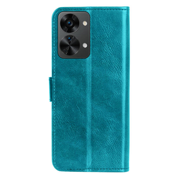 Basey OnePlus Nord 2T Hoesje Bookcase Hoes Flip Case Book Cover - OnePlus Nord 2T Hoes Book Case Hoesje - Turquoise