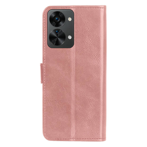 Basey OnePlus Nord 2T Hoesje Bookcase Hoes Flip Case Book Cover - OnePlus Nord 2T Hoes Book Case Hoesje - Rose Goud