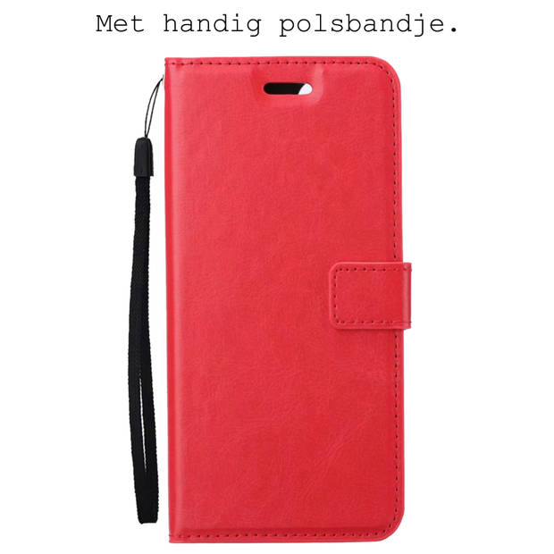 Basey OnePlus Nord 2T Hoesje Book Case Kunstleer Cover Hoes -Rood