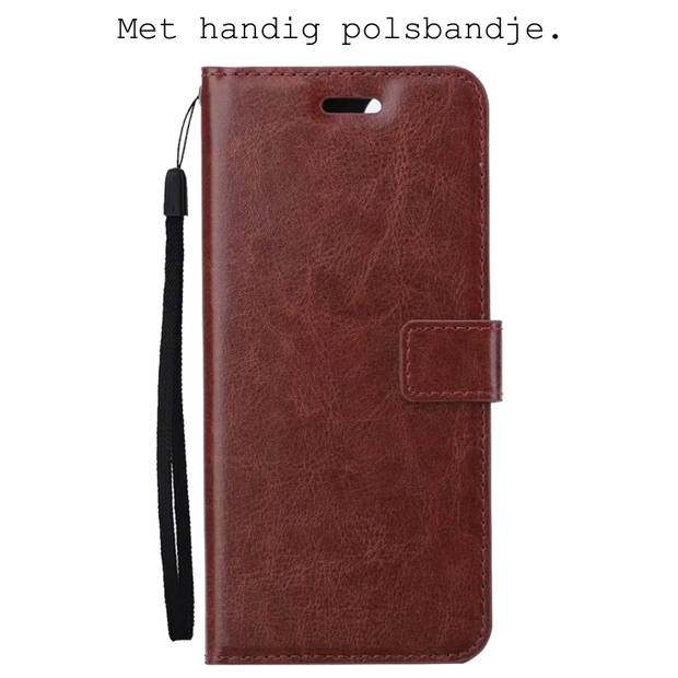 Basey OnePlus Nord 2T Hoesje Book Case Kunstleer Cover Hoes -Bruin