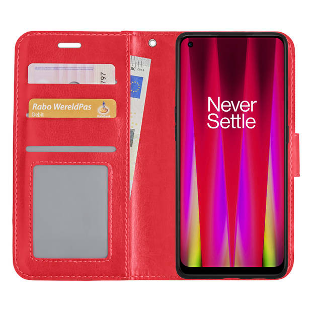 Basey OnePlus Nord CE 2 Lite Hoesje Book Case Kunstleer Cover Hoes - Rood