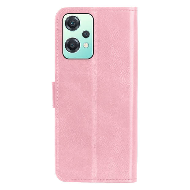 Basey OnePlus Nord CE 2 Lite Hoesje Book Case Kunstleer Cover Hoes - Lichtroze