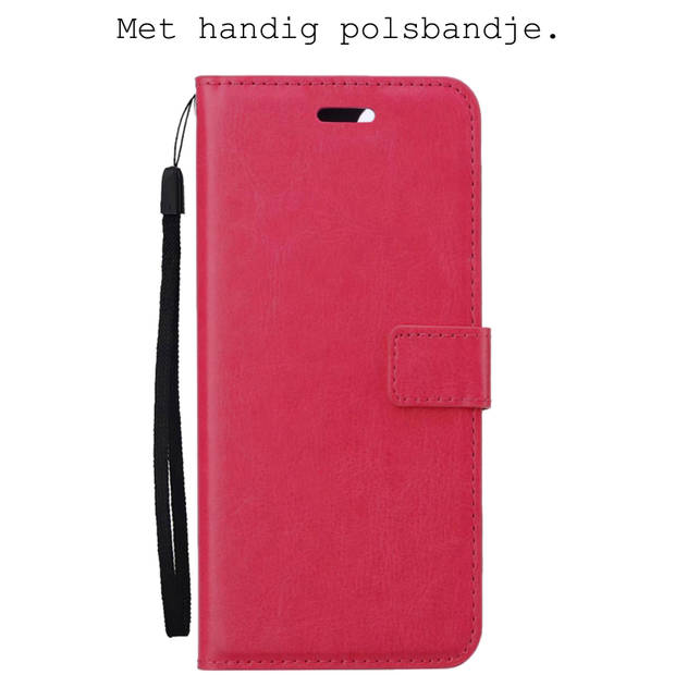 Basey OnePlus Nord CE 2 Lite Hoesje Book Case Kunstleer Cover Hoes - Donkerroze