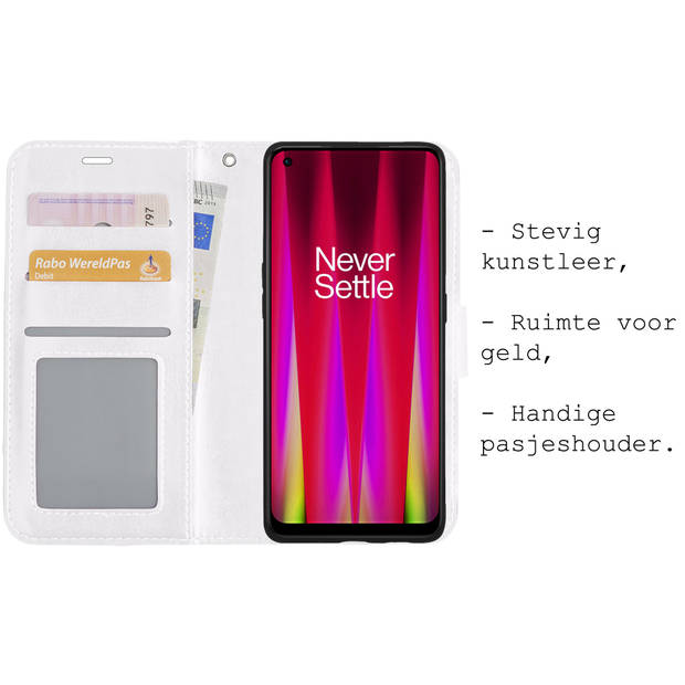 Basey OnePlus Nord CE 2 Lite Hoesje Book Case Kunstleer Cover Hoes - Wit