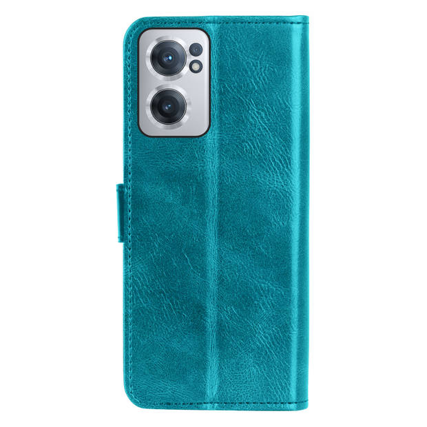 Basey OnePlus Nord CE 2 Hoesje Book Case Kunstleer Cover Hoes - Turquoise