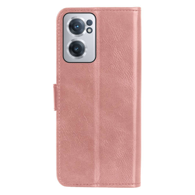 Basey OnePlus Nord CE 2 Hoesje Bookcase Hoes Flip Case Book Cover - OnePlus Nord CE 2 Hoes Book Case Hoesje - Rose Goud