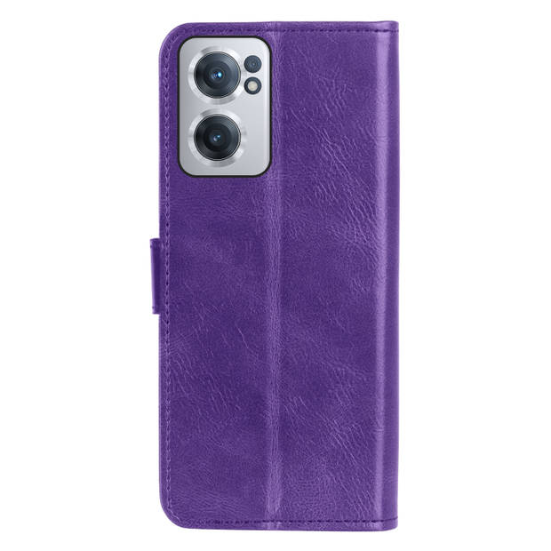 Basey OnePlus Nord CE 2 Hoesje Bookcase Hoes Flip Case Book Cover - OnePlus Nord CE 2 Hoes Book Case Hoesje - Paars