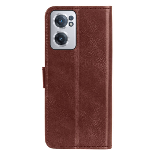 Basey OnePlus Nord CE 2 Hoesje Book Case Kunstleer Cover Hoes -Bruin