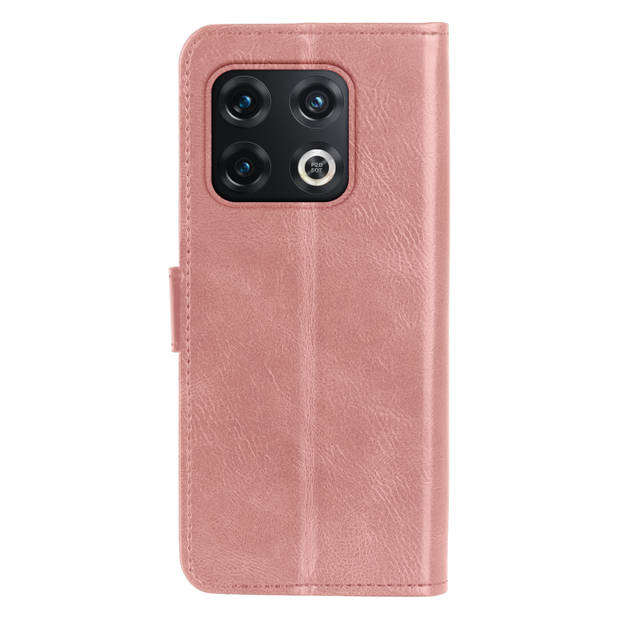 Basey OnePlus 10 Pro Hoesje Book Case Kunstleer Cover Hoes - Rose goud