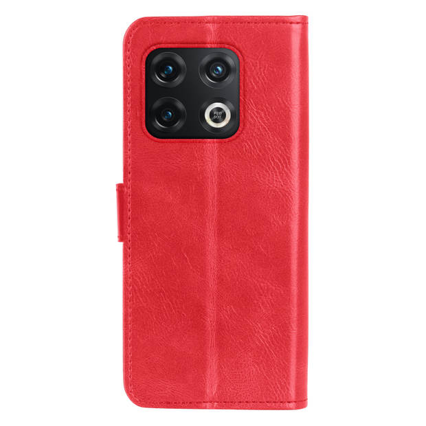 Basey OnePlus 10 Pro Hoesje Book Case Kunstleer Cover Hoes -Rood